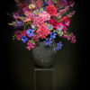vaas-pot-zwart-kleur-kunstboeket-boeket-kunstbloemen-zijdenbloemen-roze-paars-blauw